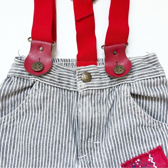 Vintage Retro OshKosh B'gosh Railroad Striped Overalls w/ Suspenders & Patches - Picture 5 of 15